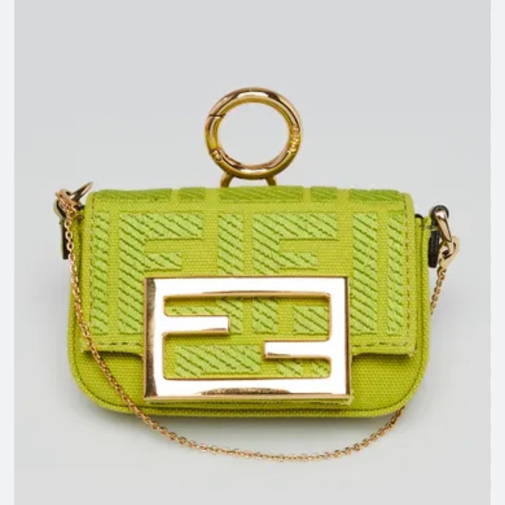 FENDI Green Canvas Nano Baguette